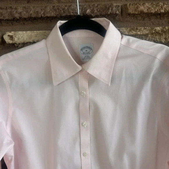 Brooks Brothers Light Pink 100% Cotton No Iron Fitted Button Front Shirt Size 10 - Picture 4 of 6